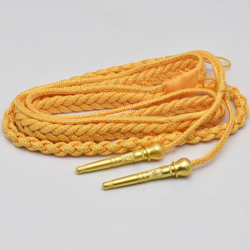 

1pc Handmade Braided Cord With Brass Ends - Medium Stretch, Elegant Uniform Accessory For Ceremonial Dress, Band, , Security - Multipurpose Ribbon Band