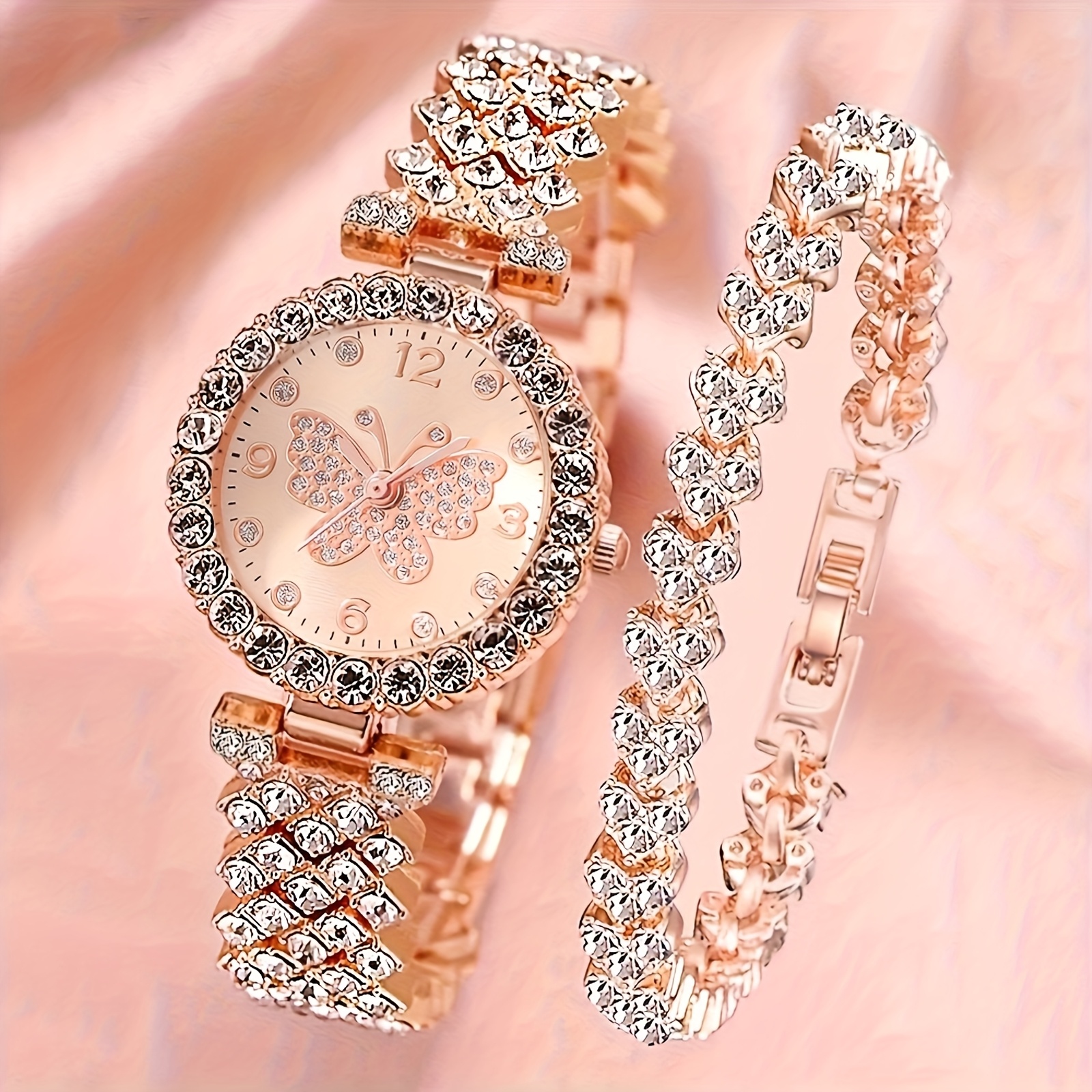 TEMU 1set ( 2pcs)-(1 + 1 Braceleten)elegant Quartz Women's Watch - Fashion Minimalist Bracelet - Gifts