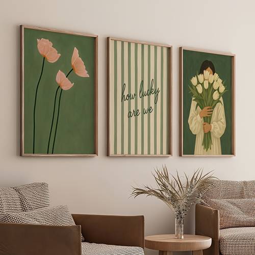 2d flat 3pcs romantic love quote poster retro print unframed minimalist floral boho wall art botanical art wall decor canvas art for living room bedroom kitchen home office dorm hallway
