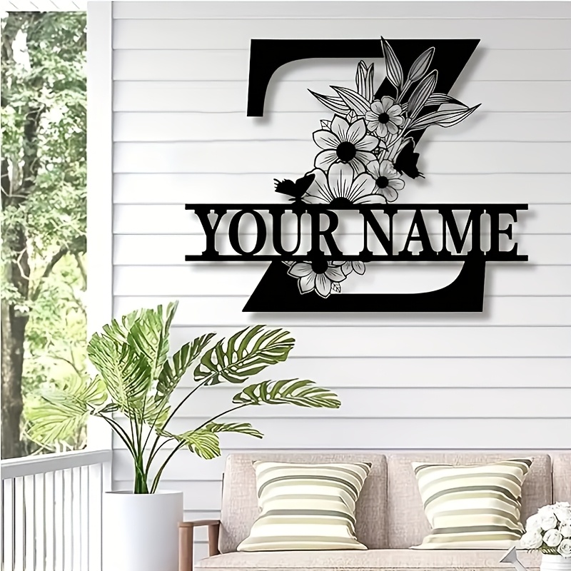 

1pc Art Deco Personalized Metal Monogram Sign, Custom Family Name Wall Art, Indoor/outdoor Housewarming Decor, No Electricity Needed, Featherless - Ideal For Bedroom, Garden, Hallway