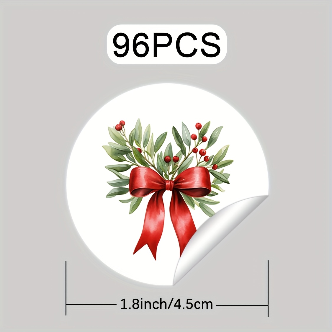 TEMU Ensemble de 96 autocollants de Noël avec des nœuds rouges, des feuilles de houx et des - une décoration de fête traditionnelle idéale pour