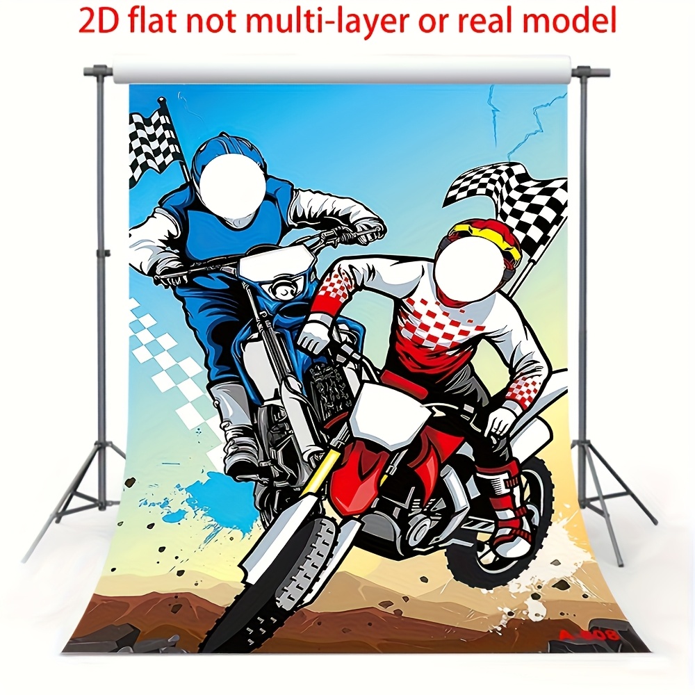 TEMU 2d Flat, 2d Door Banner, 2d Flat Banner, 1pc, Motocross Photo Door Banner Backdrop Props Large Satin Photography Background For Dirt Bike Theme