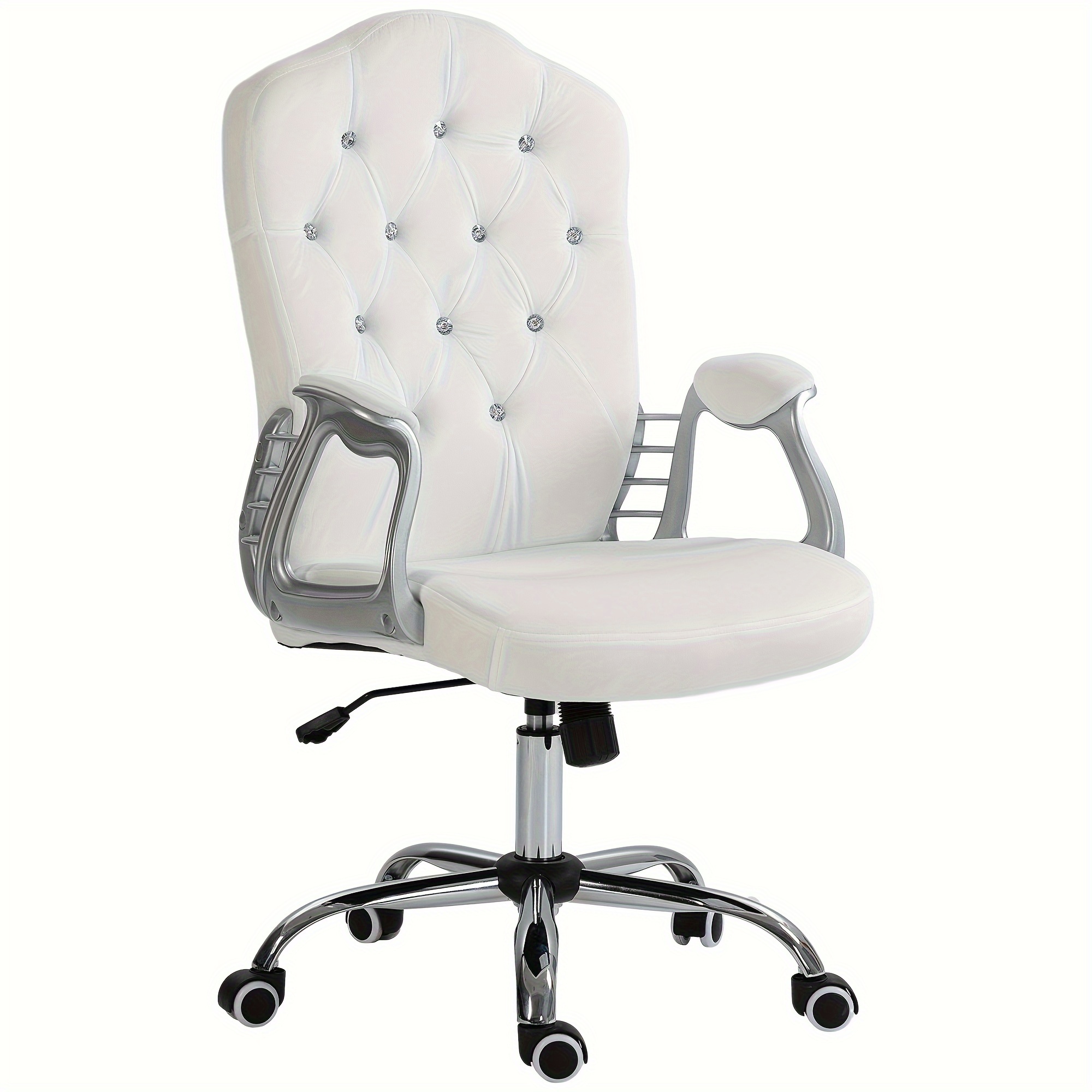 

Vinsetto Home Office Chair, Velvet Computer Chair, Button Tufted Desk Chair With Swivel Wheels, Adjustable Height, And Tilt Function, White