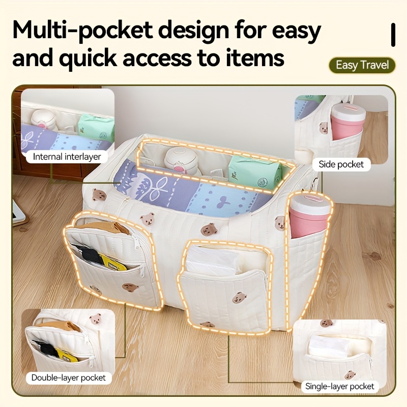 Bolso de Hombro para Mujer | Bolso de Pañales Espacioso y Lindo, Bandolera para Sujetar al Bebé, Bolso de Pañales Extragrande, Amplio y Duradero | Bolsillos Laterales Delanteros de Fácil Acceso, Almacena Pañales, Toallitas Húmedas, Botellas | Ideal para Viajes, Salidas Diarias, Regalo Perfecto, Bolso para Padres Recién Nacidos, Bolso Interior para Almacenar |