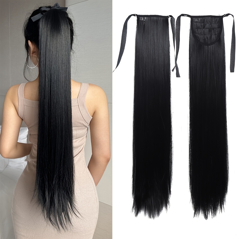 TEMU Belt-worn Synthetic Hair Straight Ponytail Style, 60cm (24 Inches) Long