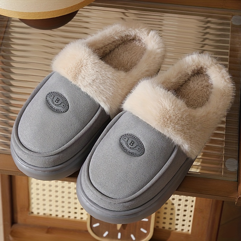 lined mens slippers with eva sole warm non slip indoor shoes for winter comfort details 5