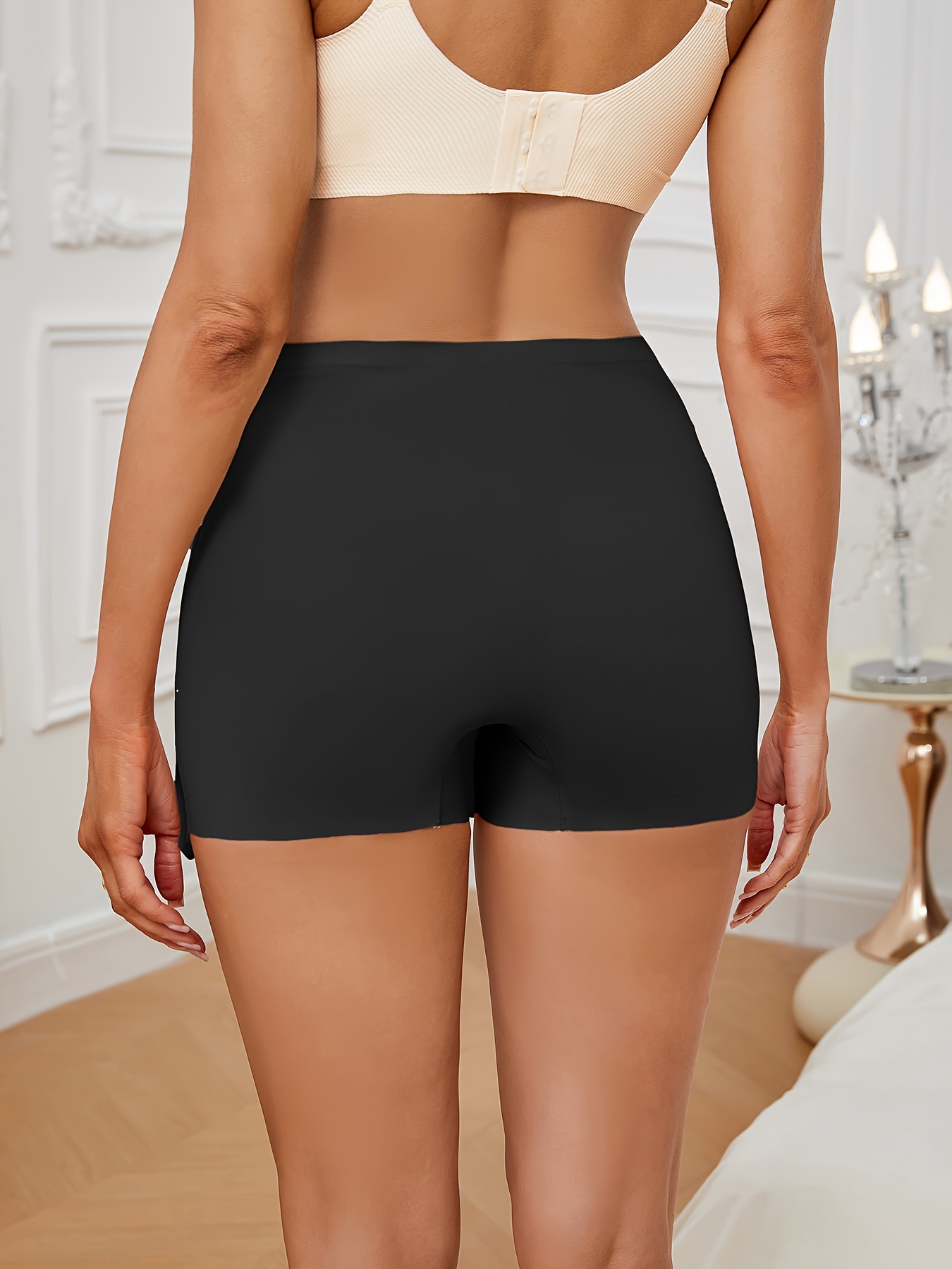 1pc Solid Seamless Scallop Trim Skirt, Sporty Comfy Breathable Petticoat, Women's Underwear & Shapewear
