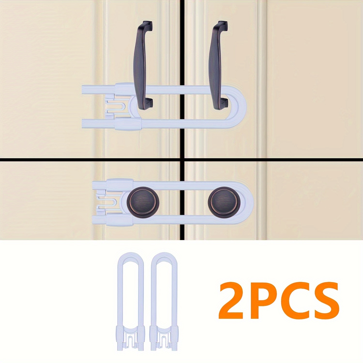 

2/4pcs Adjustable Cabinet Locks For Babies, U-shaped Proofing Drawers Safety Child Locks Adjustable, Childproof For Knob Handle On Kitchen Door Storage Cupboard Closet