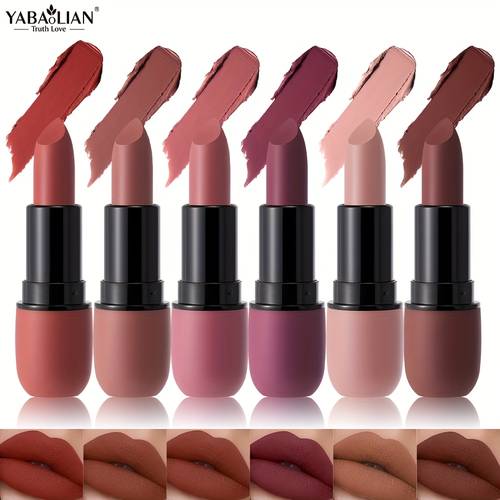 6 color matte velvet lipstick waterproof smudge proof long lasting matte lip tint non drying comfortable formula with 6 shades tones suitable for skin types daily wear