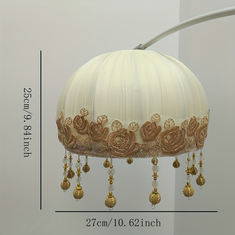 elegant cream and golden   chandelier shade with handcrafted rosette pendants modern   for   hanging lamp settings   accessory     details 5