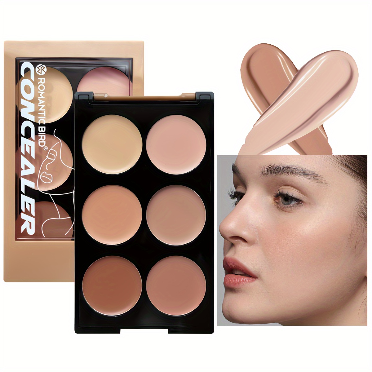 6 Colors Concealer Palette Natural Clumping Free - Temu