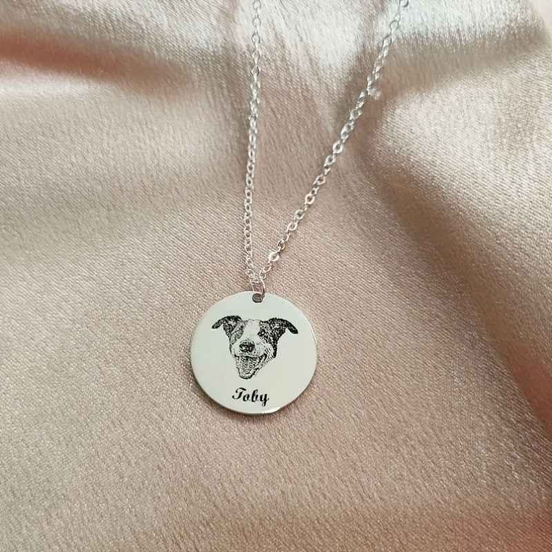 Pet Portrait Custom Jewelry, Custom Pet Necklace. Pet Photo Portrait, Custom Dog Pet Cat Necklace, Dog Portrait