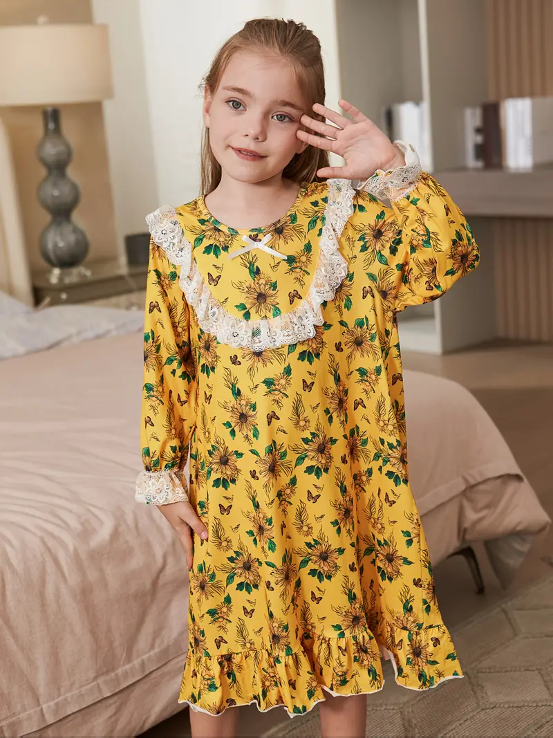 long sleeve sunflower dress Aseelah Sunflower Crepe Maxi Dress