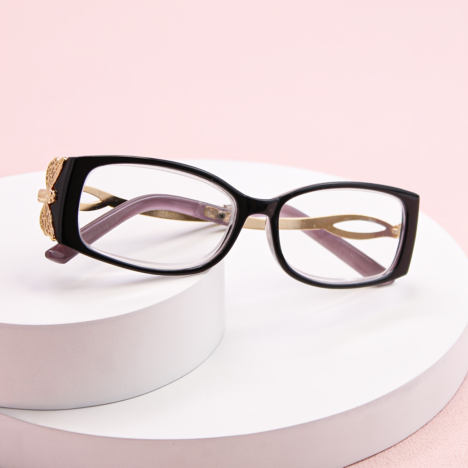 Small-Framed Rectangular Reading Glasses with Dragonfly Motifs
