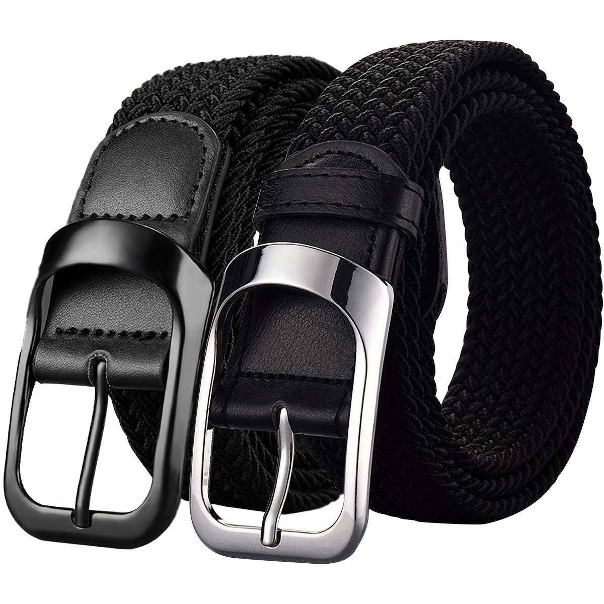 Casual Knitted Needle Buckle Woven Elastic Belt