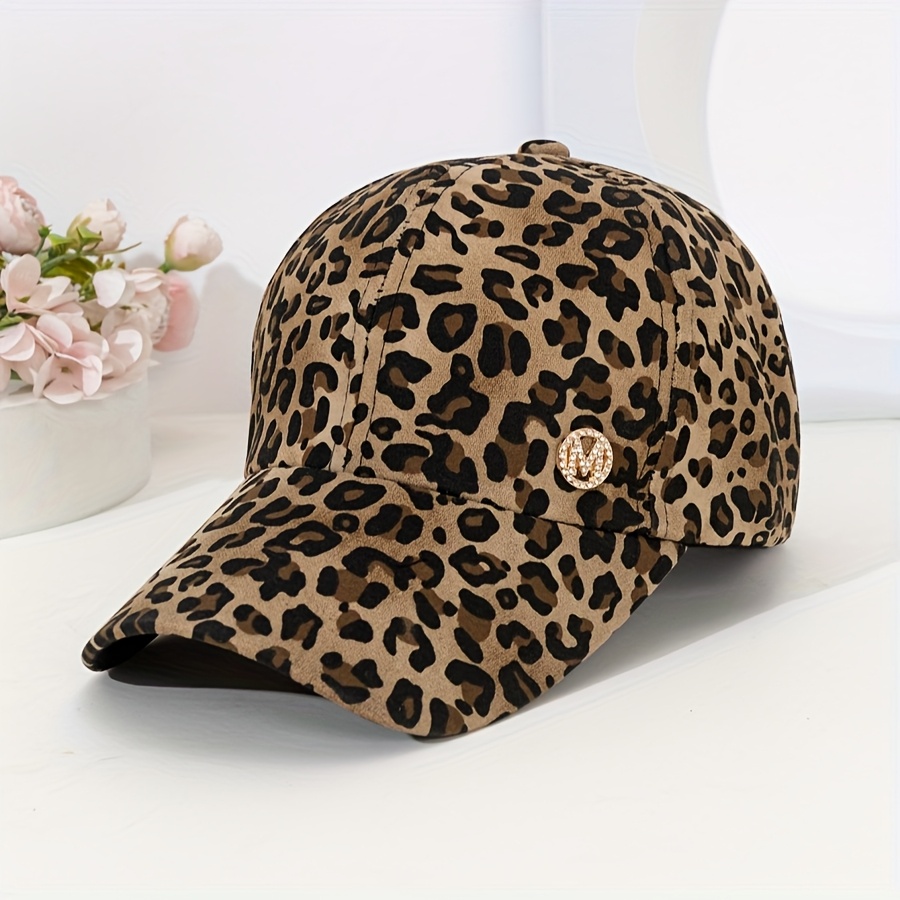 E-shop Damen Leopardenmuster Baseballcap - Leichte, nicht dehnbare Mütze mit Metall, Frühlings- Sommermode für Casual & Wear, Handwaschbare