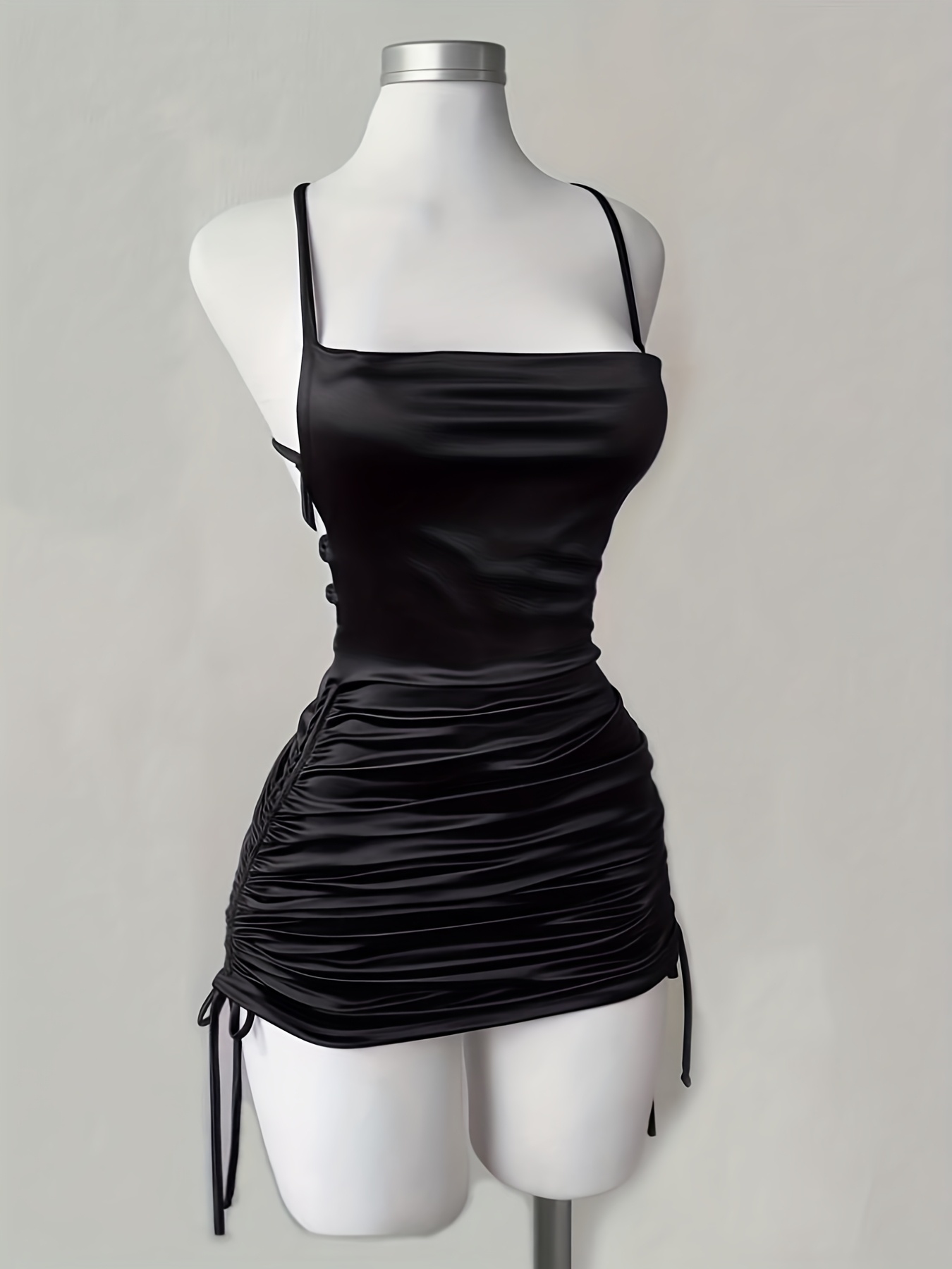 womens new solid color lace up drawstring backless suspender dress fashionable and elegant for parties dates street style cocktail dresses bridesmaid dresses daily wear suitable for   Product details 15