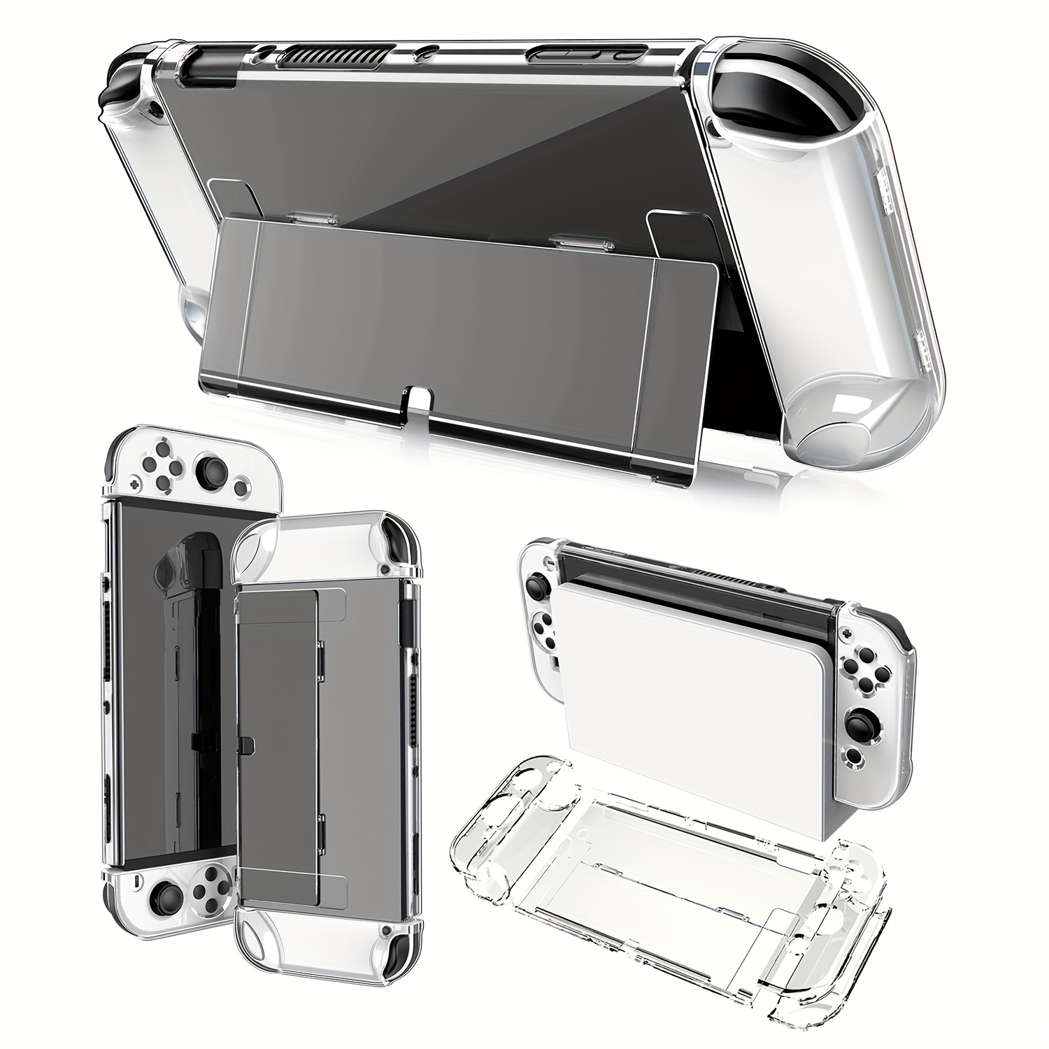 

Switch Oled Glass Case, Resistant, Lightweight Pc Material, With Stand, For Switch