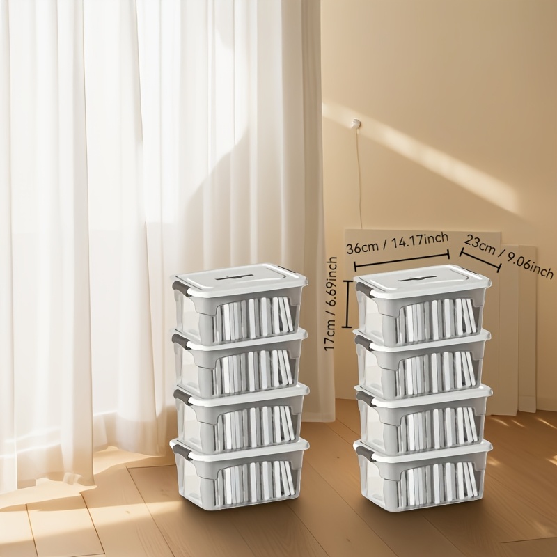 8 Storage Boxes with Lids, Stackable and Durable