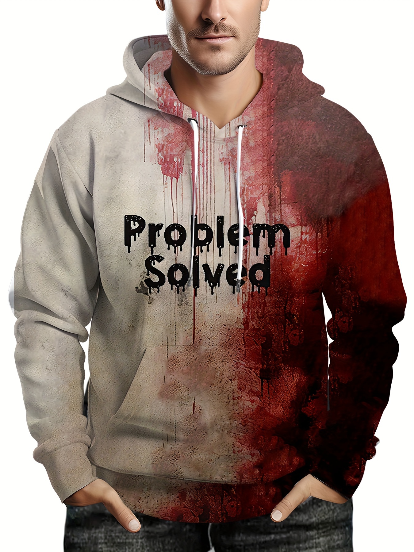 HXMRBY Erkekler için Cadılar Bayramı 3D Baskılı Hoodie - Günlük & Spor, Esnek Polyester Karışımı, Makinede Yıkanabilir