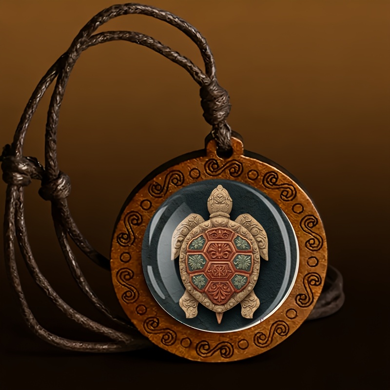 TEMU Collier en bois avec sculpture de tortue en , rétro facile, pour et . Accessoire de mode facile, tenue individuelle pour un usage , convient à