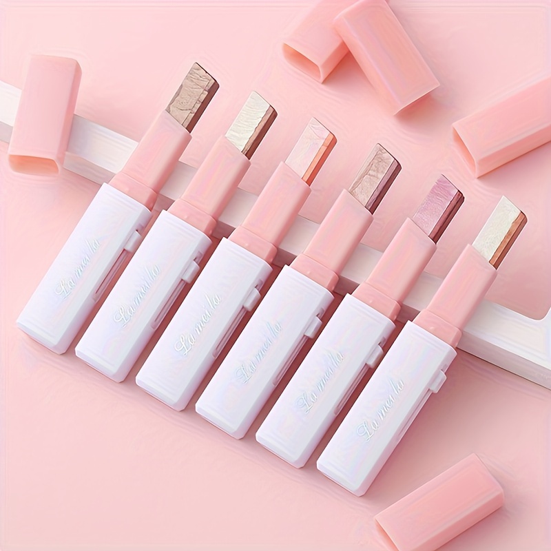 6pcs Double-Color Iridescent Eyeshadow Stick Set, Waterproof, Sweat-Resistant, Non-Transfer, Long-Lasting, Non-Fading, Essential Makeup for Outdoor Use