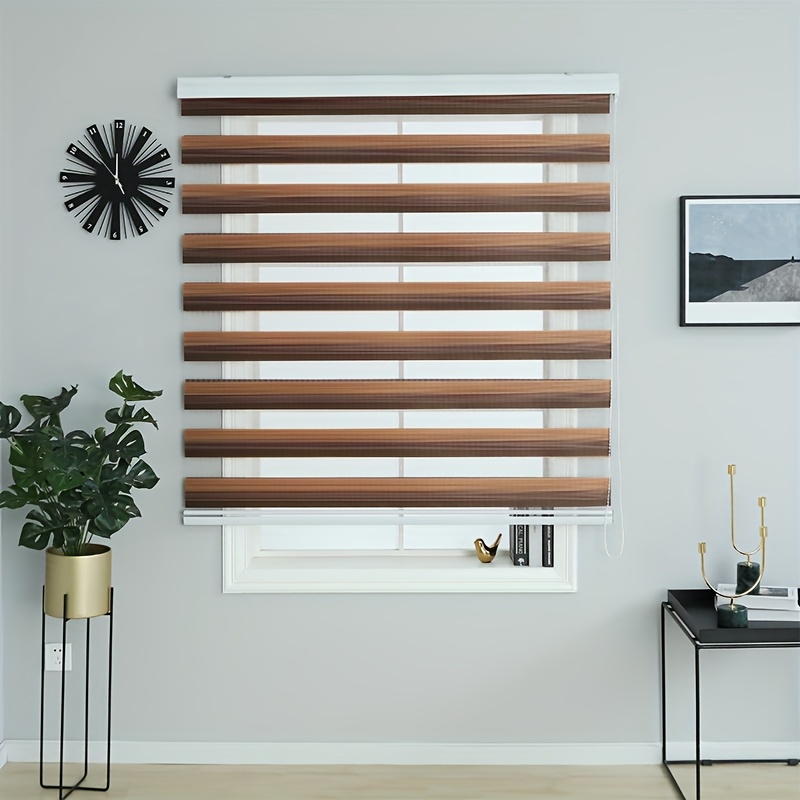 TEMU Local Warehouse 2pcs Gradient Color Venetian Blinds Double Layer Roller Blinds Suitable For Living Room, Bedroom, Office Blinds Curtains