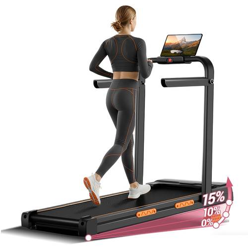 tapis roulant con inclinazione del 15%, display led, macchina per silenziosa .5 per casa e ufficio, peso massimo utente 300lbs, senza batteria