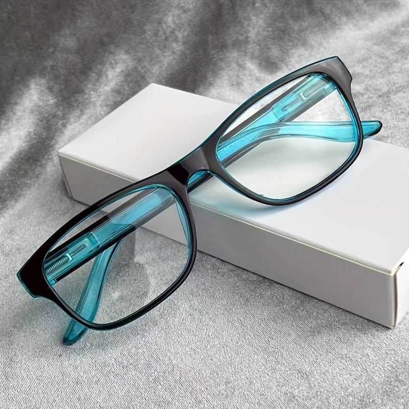 1pc Blue Clear Lens Glasses - Sleek Black Rectangular Frame With Translucent , Ideal For Tv, Computer, & Smartphone Use - Y2k Casual Streetwear Accessory