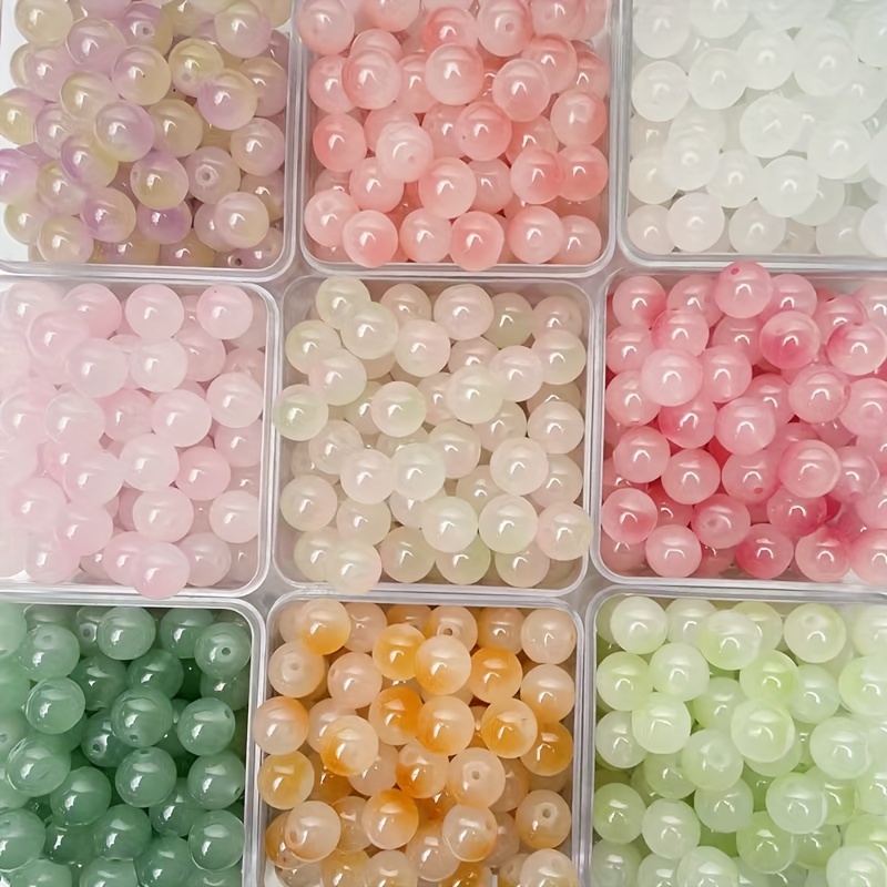 E-shop Ein Beutel mit etwa 150 Stück (0.8 cm/0.315 Zoll) zweifarbigen Glasperlen, verstreute Perlen, handgemachte kreative DIY-Perlen, Armbandzubehör