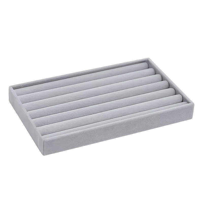 TEMU Plateau à bijoux 1 pièce en velours gris, convient pour boucles d'oreilles, bagues et , plateau de placard grande capacité, pour chambre et ,