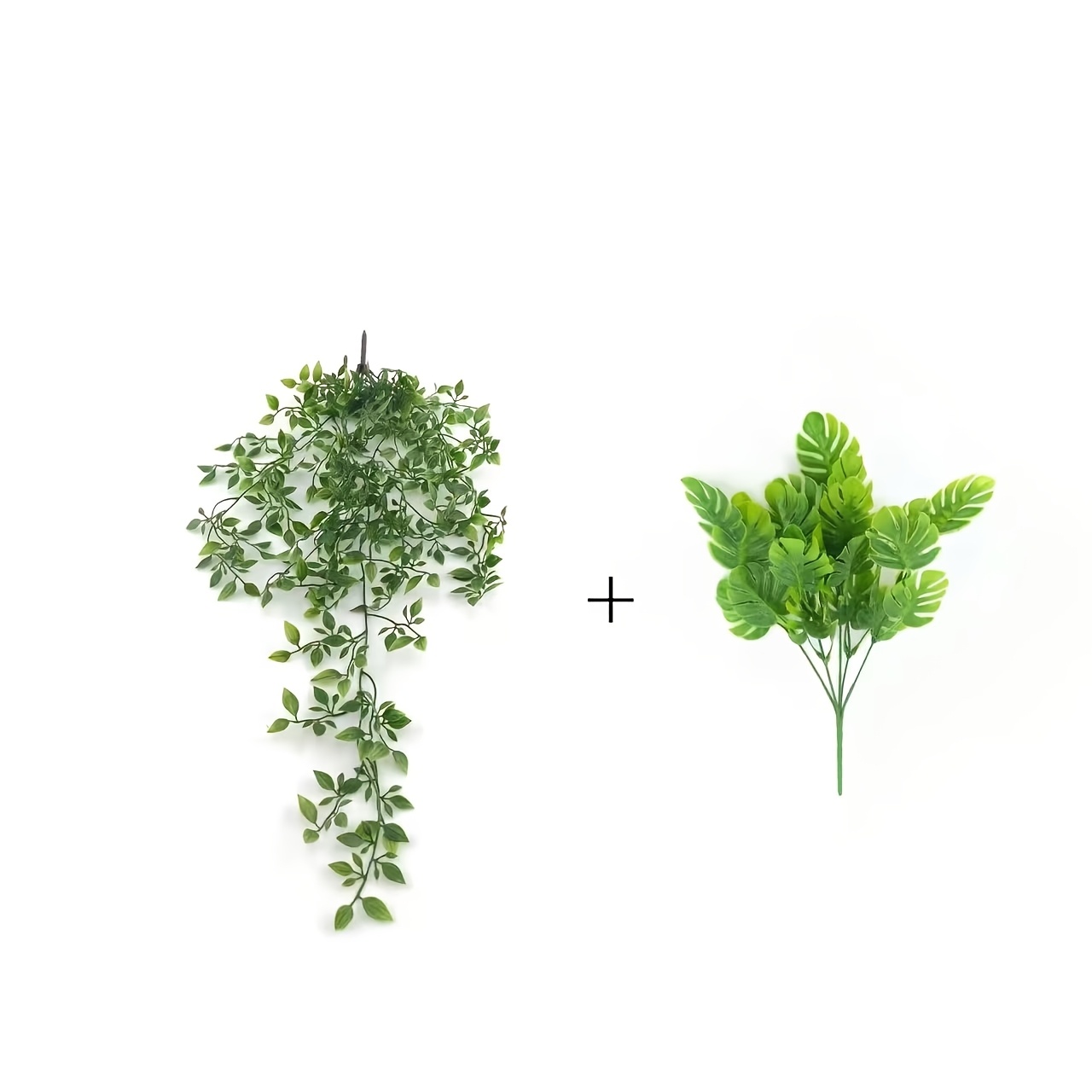 TEMU Large Size Artificial 2pcs Set - Combined Hanging And Potted Plants, Realistic Mandrake Leaves, Wedding Decoration, Decor, Mother's Day Party