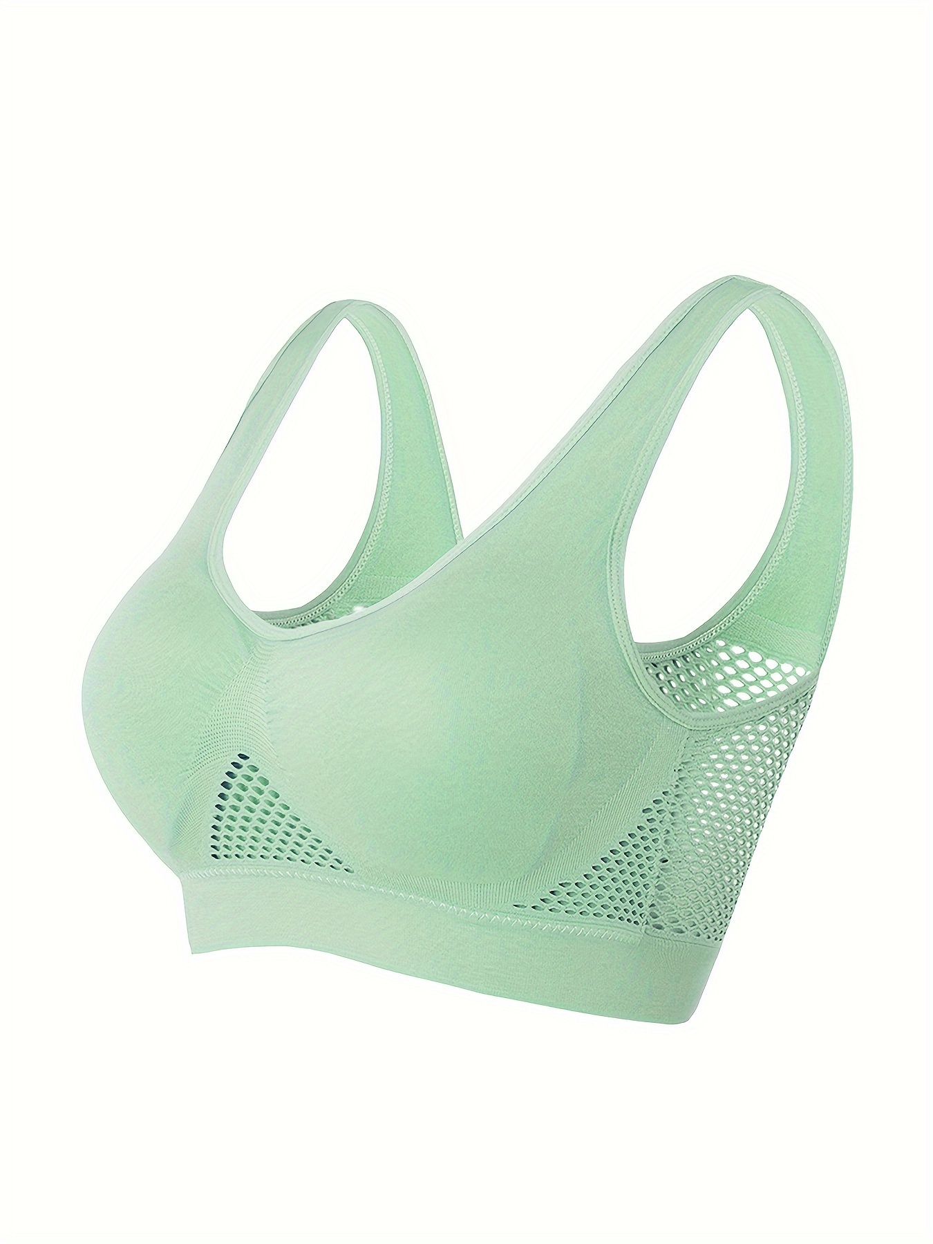 1pc Essence Collection - High-Elasticity Bra with Removable Pads, Breathable Mesh Design for &, Wireless & Comfortable Fit, Plus Size Bra | Wireless Bra | Removable Pads