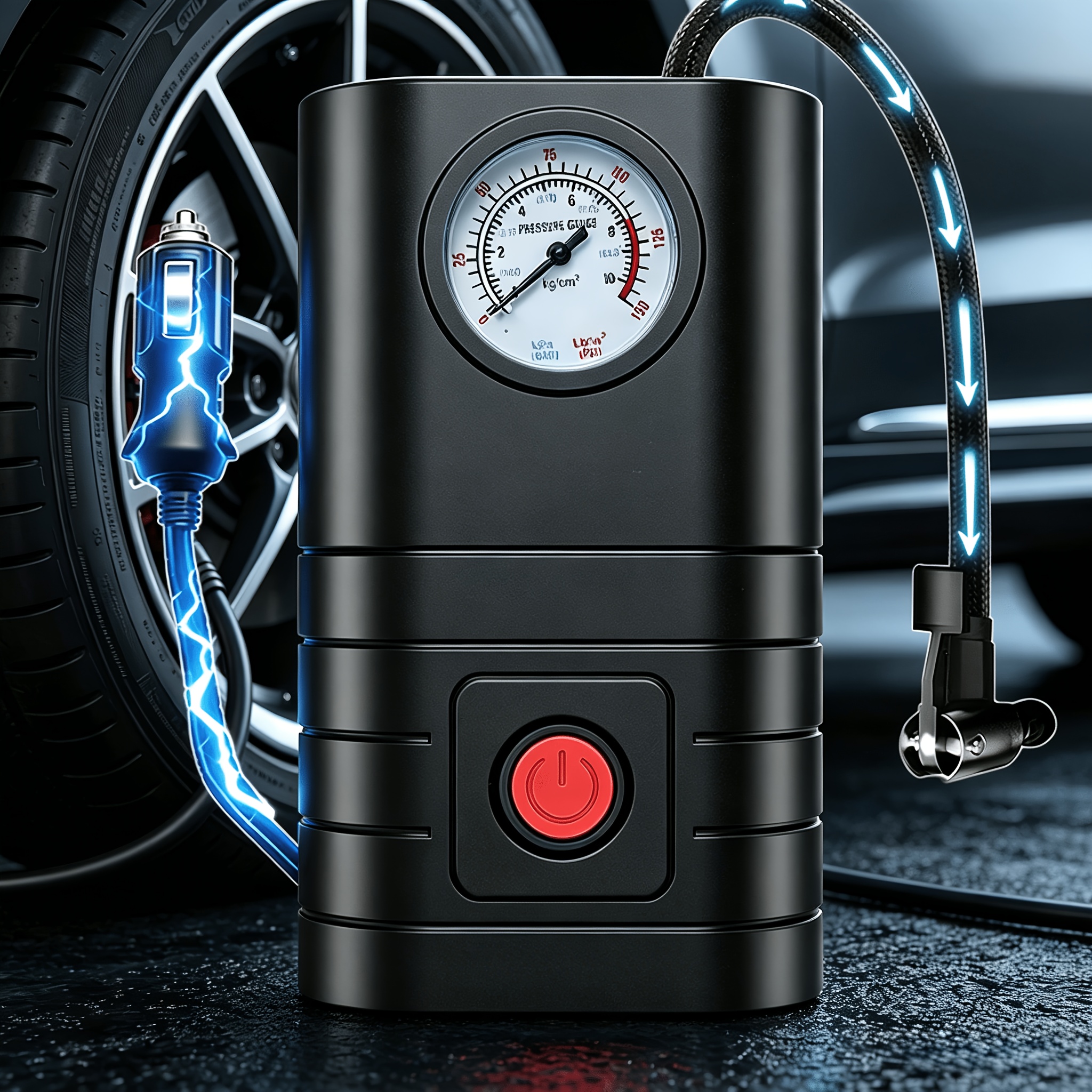 TEMU Portable Car Emergency Jump Starter, Battery Emergency Start, 150psi/ 9-in-1 Tire Inflator, 12v Start For Cars, Usb Input/output, Led Emergency