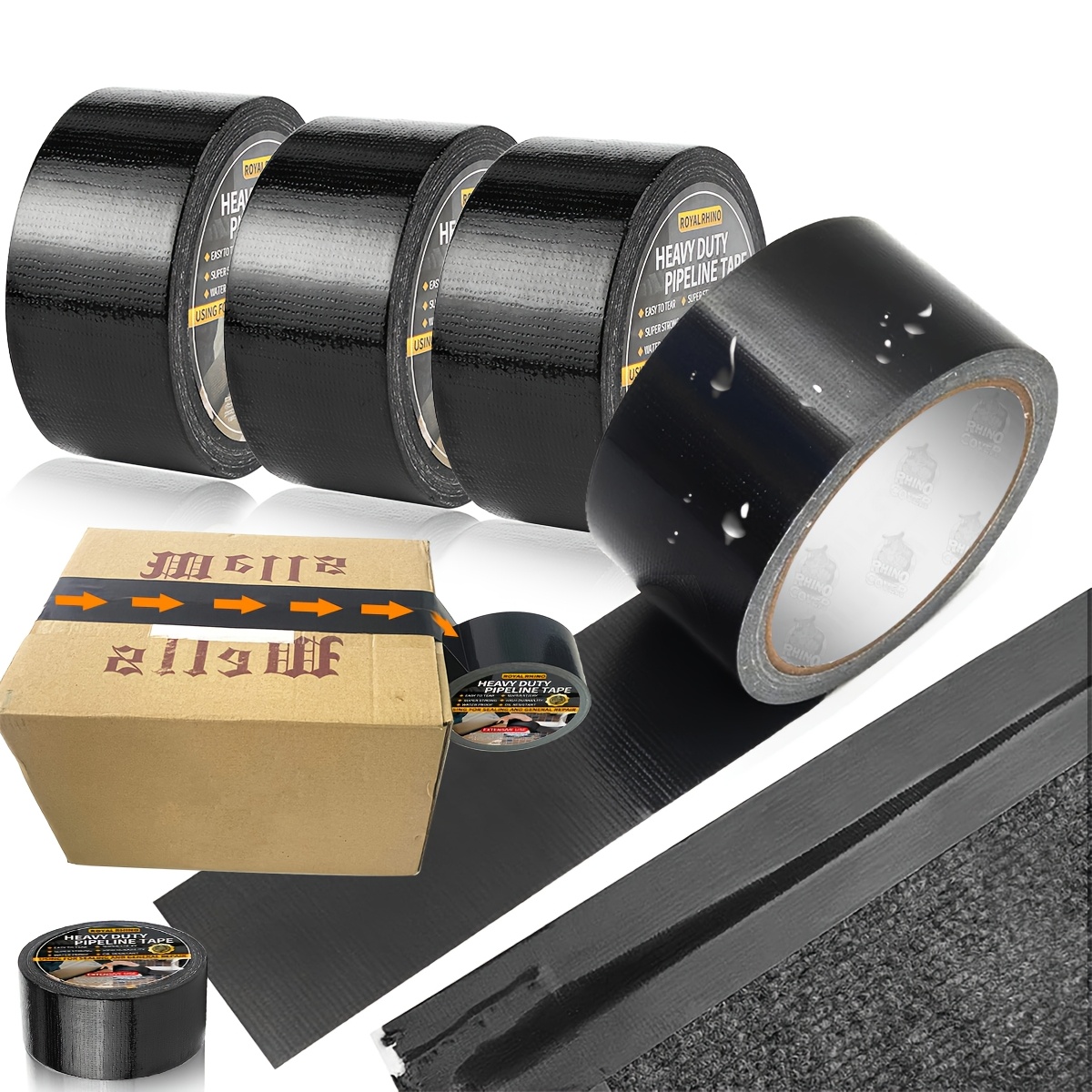 super   tape and windproof thickened 220 threads multi purpose carpet and floor repair black masking tape no residue suitable for office packaging wrapping packaging etc