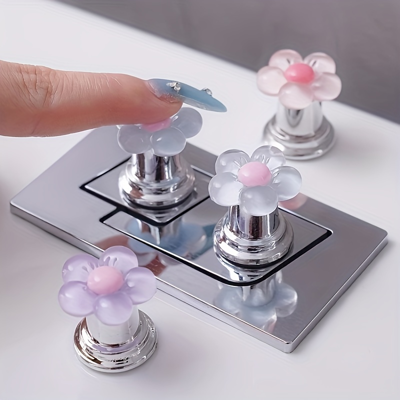 

2/4pcs Cute Flower Toilet Button Nail Special Water For Switch Button Universal Press Lid Flush Toilet