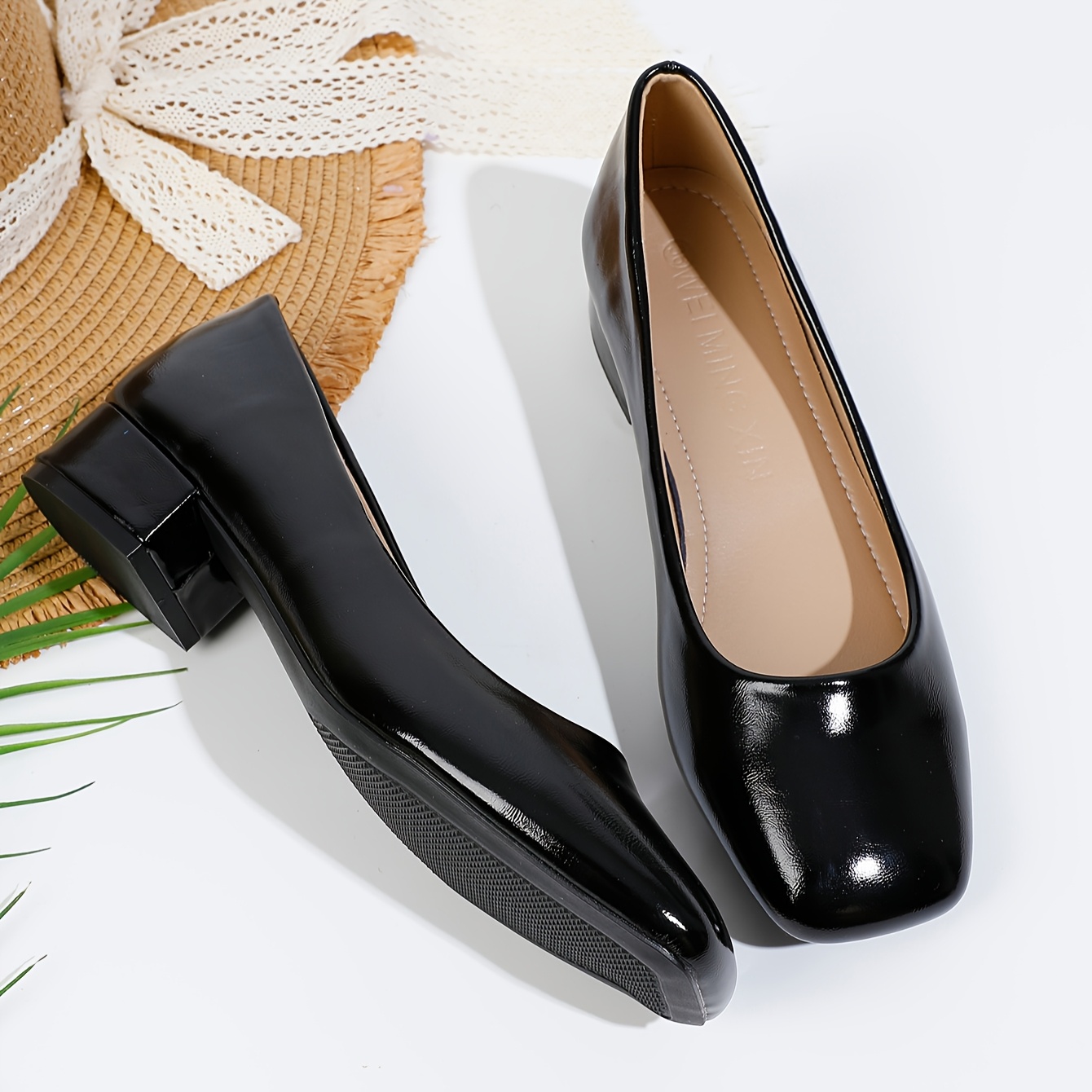 women's black cover flats comfortable square toe slip Temu