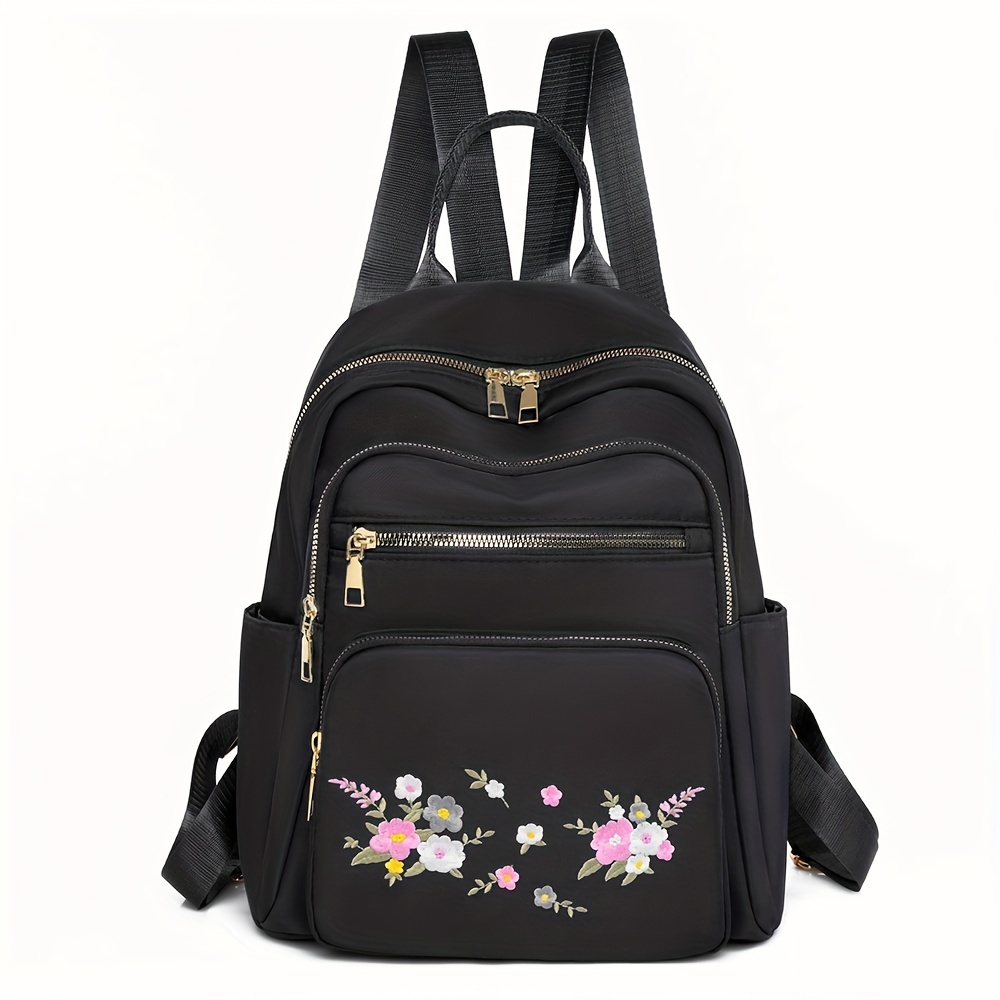 

Casual Embroidered Fashionable Shoulder Backpack, Lightweight Multi Functional Travel Casual Business Trip Small Backpack