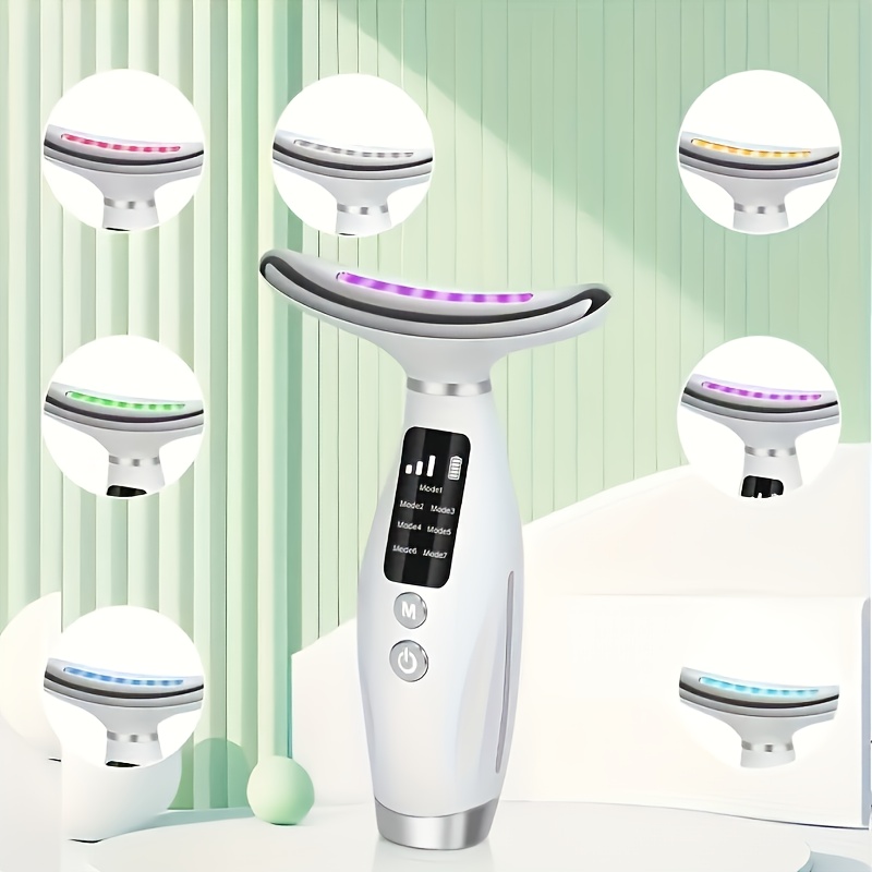 masajeador facial y de cuello portátil nij con compresa térmica y 7   de masaje - masajeador usb   para, dispositivo de   de la piel para, batería usb para, viaje, regalo para chicas