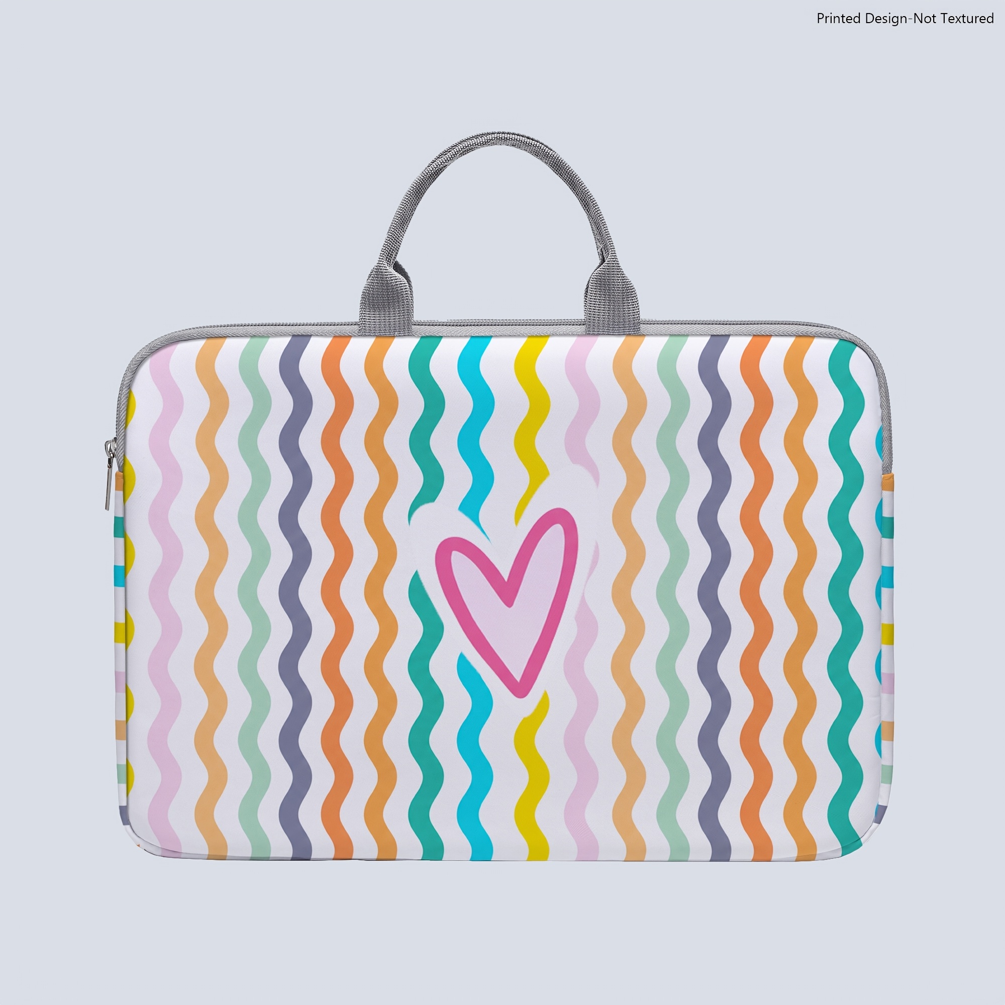 TEMU [printed Design-not Textured] 1 Heart-patterned Stripes Laptop Bag, Printed Laptop Bag For , Briefcase-style Fabric Bag, Fits 14-inch Laptops,