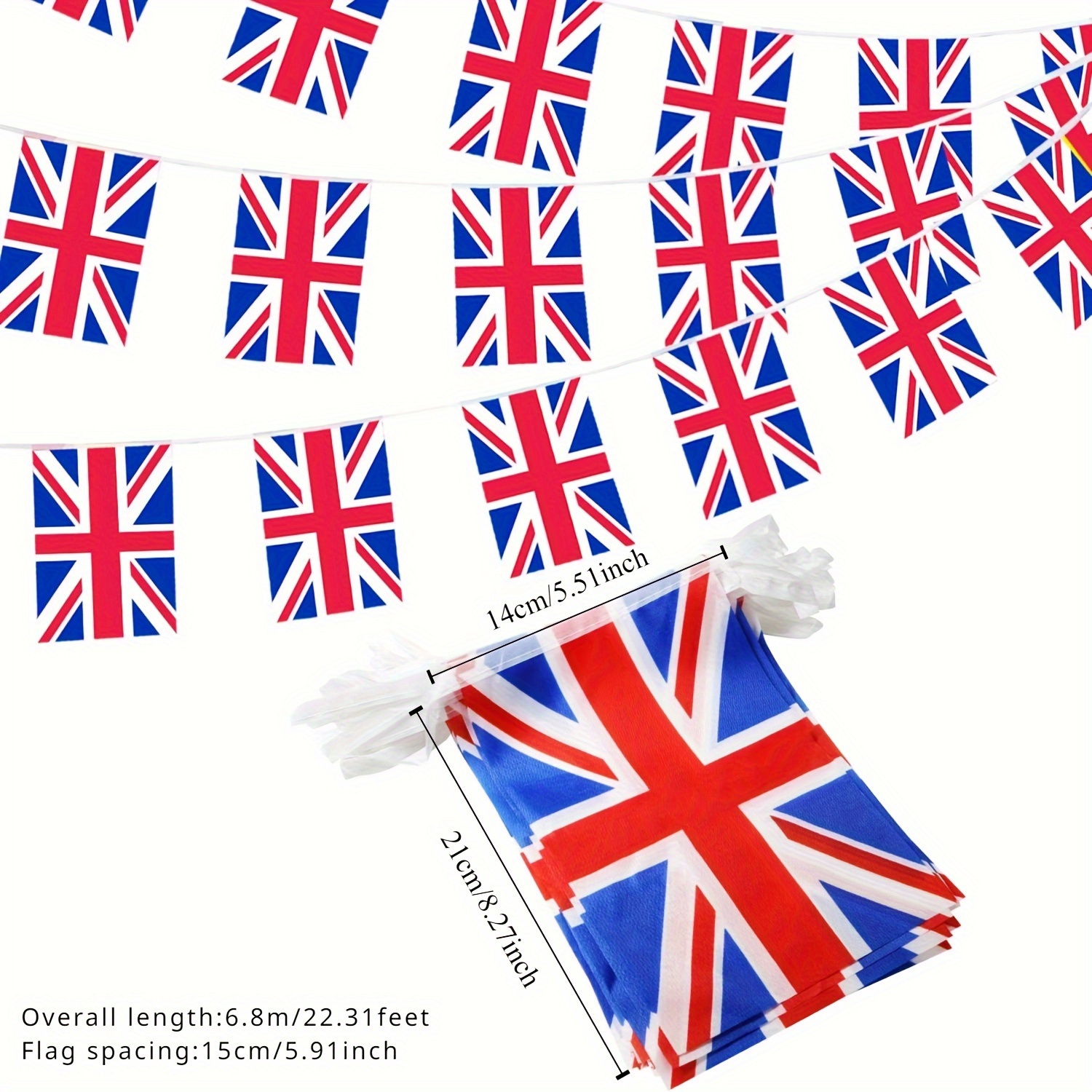 

20pcs, United Kingdom String Flag - Uk String Pennant Banners Patriotic Events British Decoration Sports Bars - 22 Feet