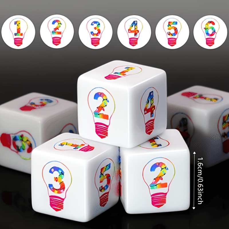4pcs Lightbulb-Themed Printed Dice Set for Role-Playing Games