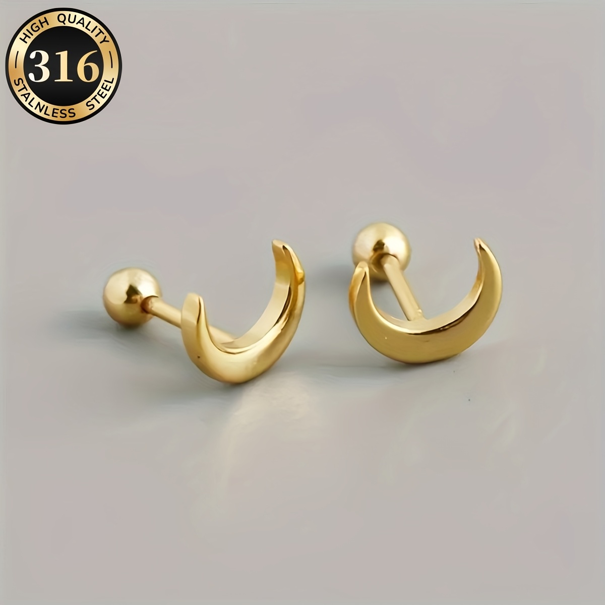 TEMU 2pcs Of High-quality Stainless Steel Low-allergy Stud Earrings, Fade-resistant, Easy And Elegant, Suitable For Everyday Wear Or Fashionable