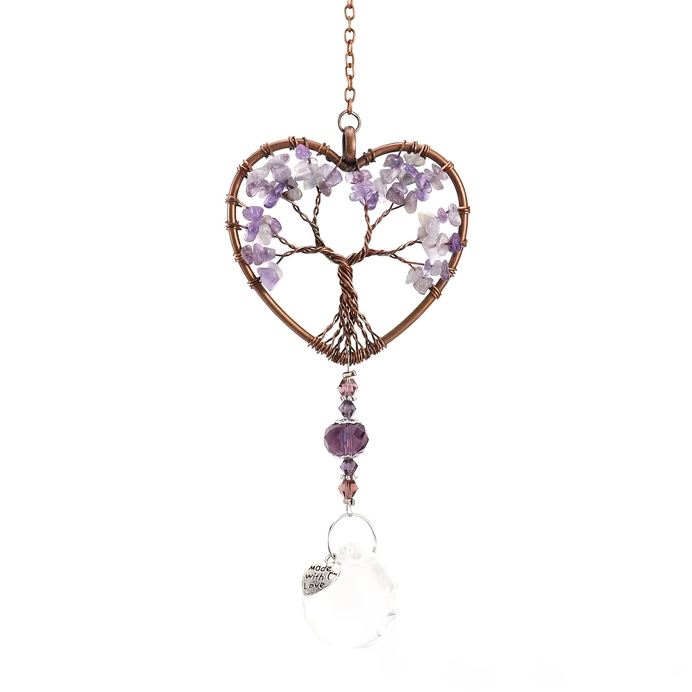 Image of 1pc Mysterious Heart-shaped Amethyst Sun Catcher, Suitable For Garden, Bedroom, Balcony, Car Interior, Wall Decoration, For Birthday, Party, Valentine's Day, Halloween, Christmas, Wedding