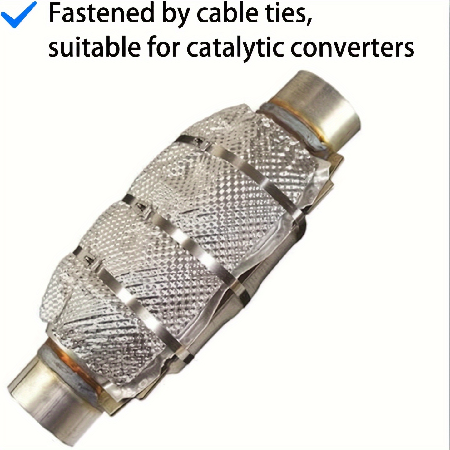 

11.8" X 20" Embossed Aluminum Exhaust - Muffler Wrap With 10 Stainless Steel Cable Ties, Fits Us Vehicles