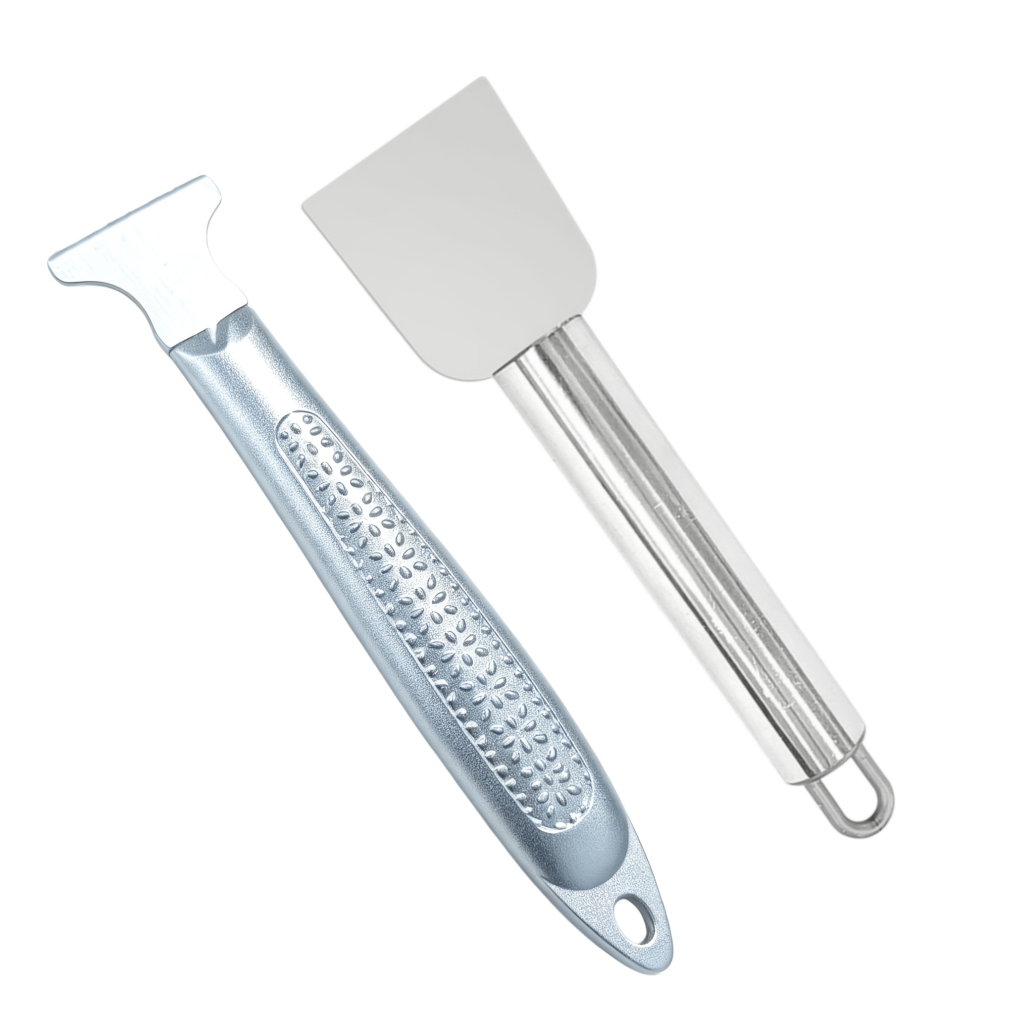 TEMU 2-pack Ice Scraper + Cleaning Scraper, Multi-functional Household Cleaning Tool, Curved Refrigerator Ice Removal Scraper, Flat Grease Scraper,