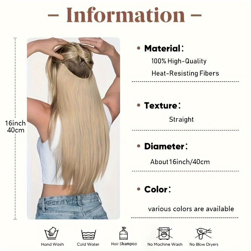 Long Straight Hair Pieces Synthetic Fishing Line Hair Temu