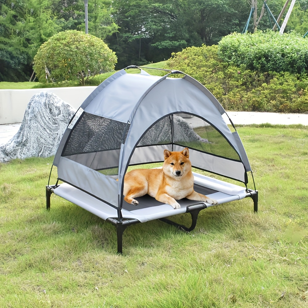 TEMU Petalent 1pc Outdoor Dog Bed With Canopy, Cooling Elevated Dog Bed With Removable Shade, Non-slip Feet, Raised Dog Cot Bed For Large Dogs, Dog Tent Bed For Camping