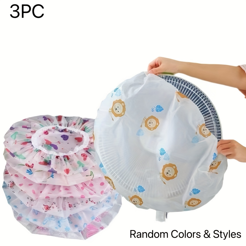 TEMU Paquete de 3 protectores antipolvo para ventilador, de plástico duradero, uso para todas , los ventiladores, diseño plisado de uso para hogar y