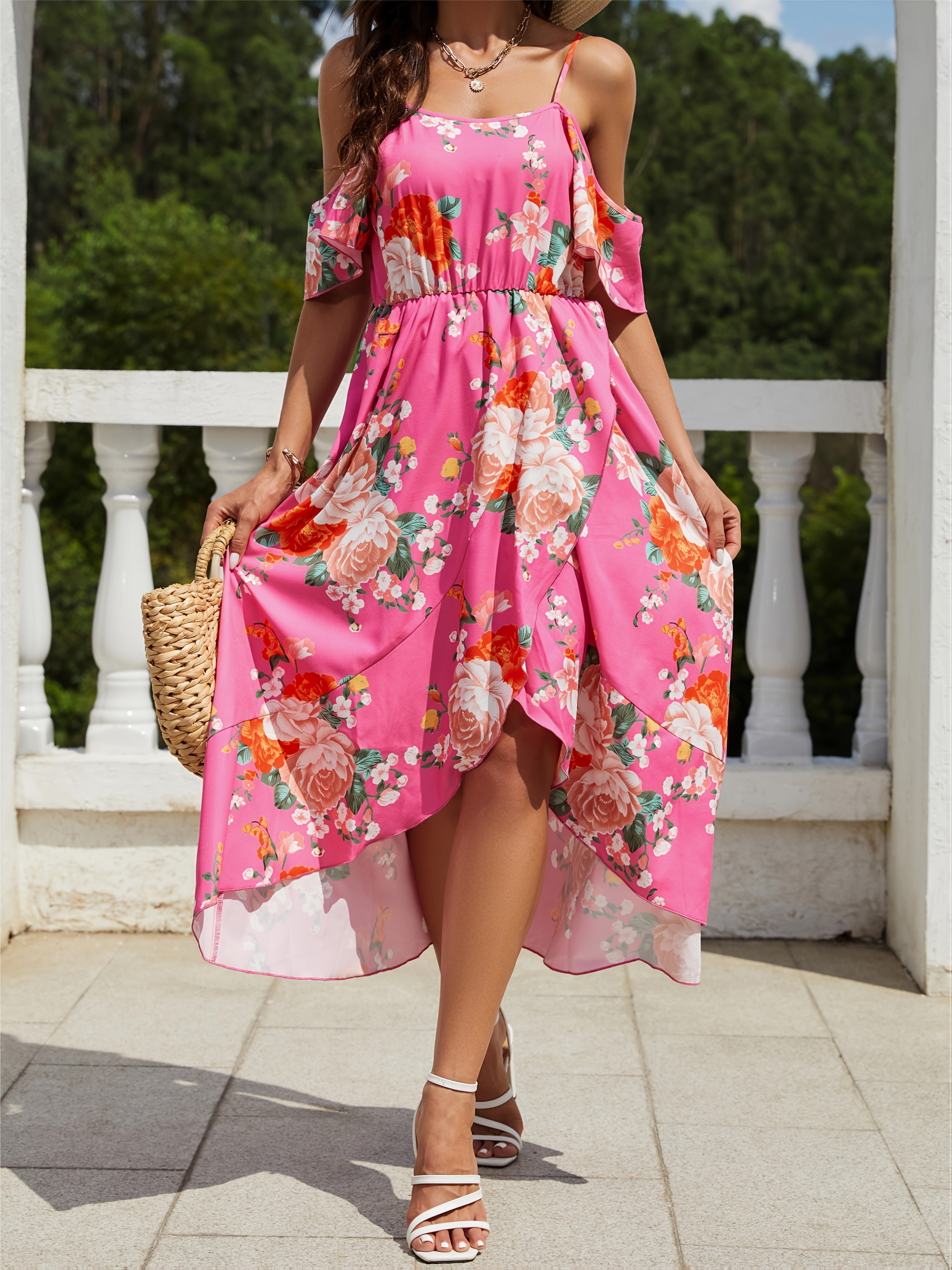 Ebay Flying Tomato High Low Dress Homecoming Dress Women's Dresses Baby  Blue Dress Knee Length Womens Elegant Floral Print Spaghetti Suspender Dress